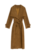 Classic Camel Suede Trench Coat with Belt