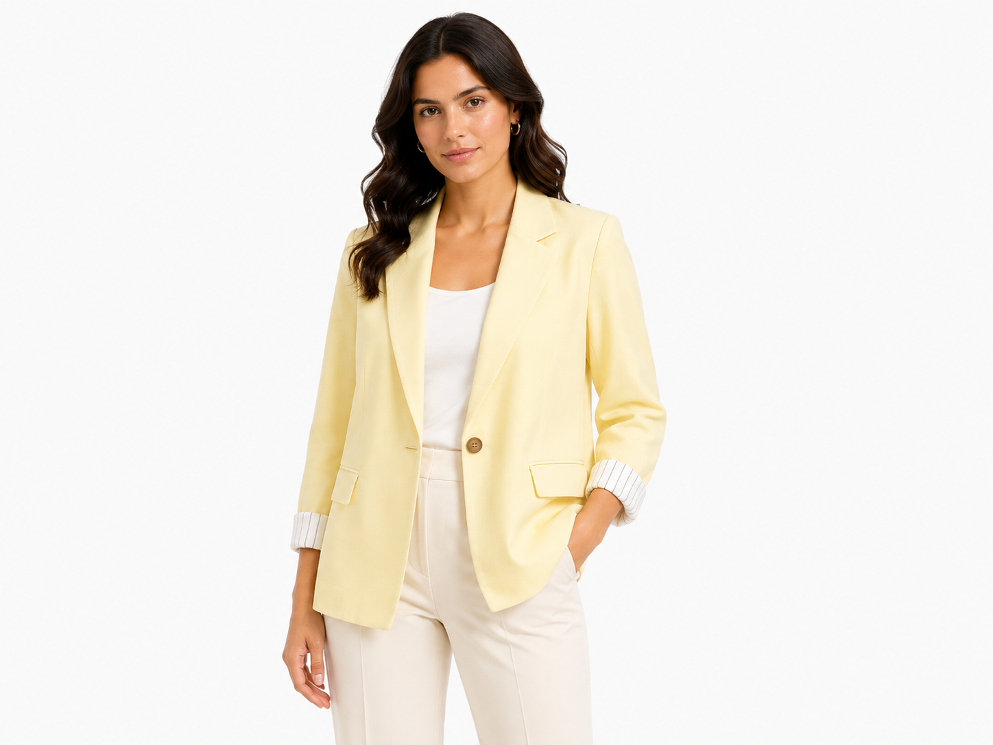 Girls pastel yellow single-button blazer