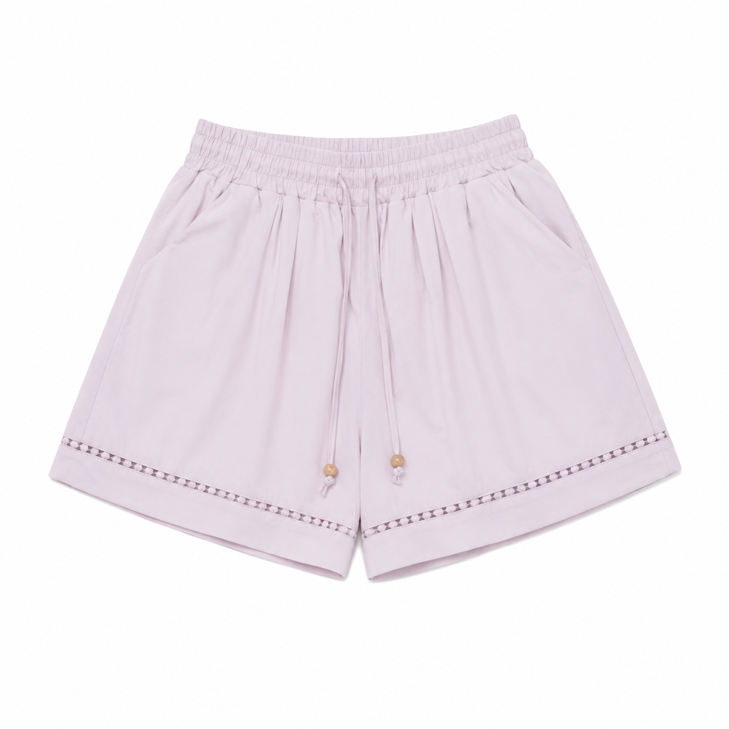 Blush lace trim drawstring short