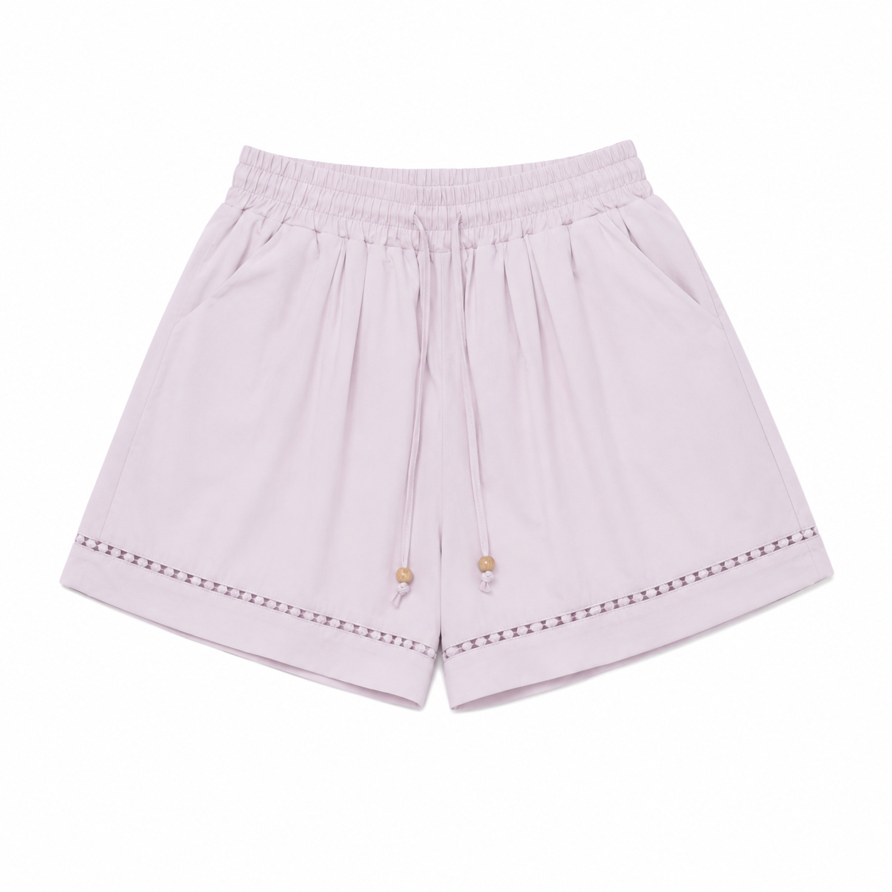 Blush lace trim drawstring short