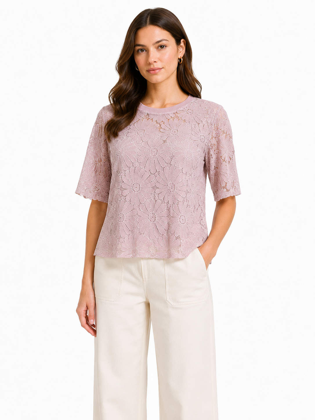 Blush daisy lace top