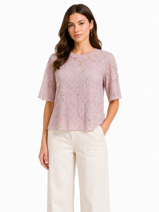 Blush daisy lace top