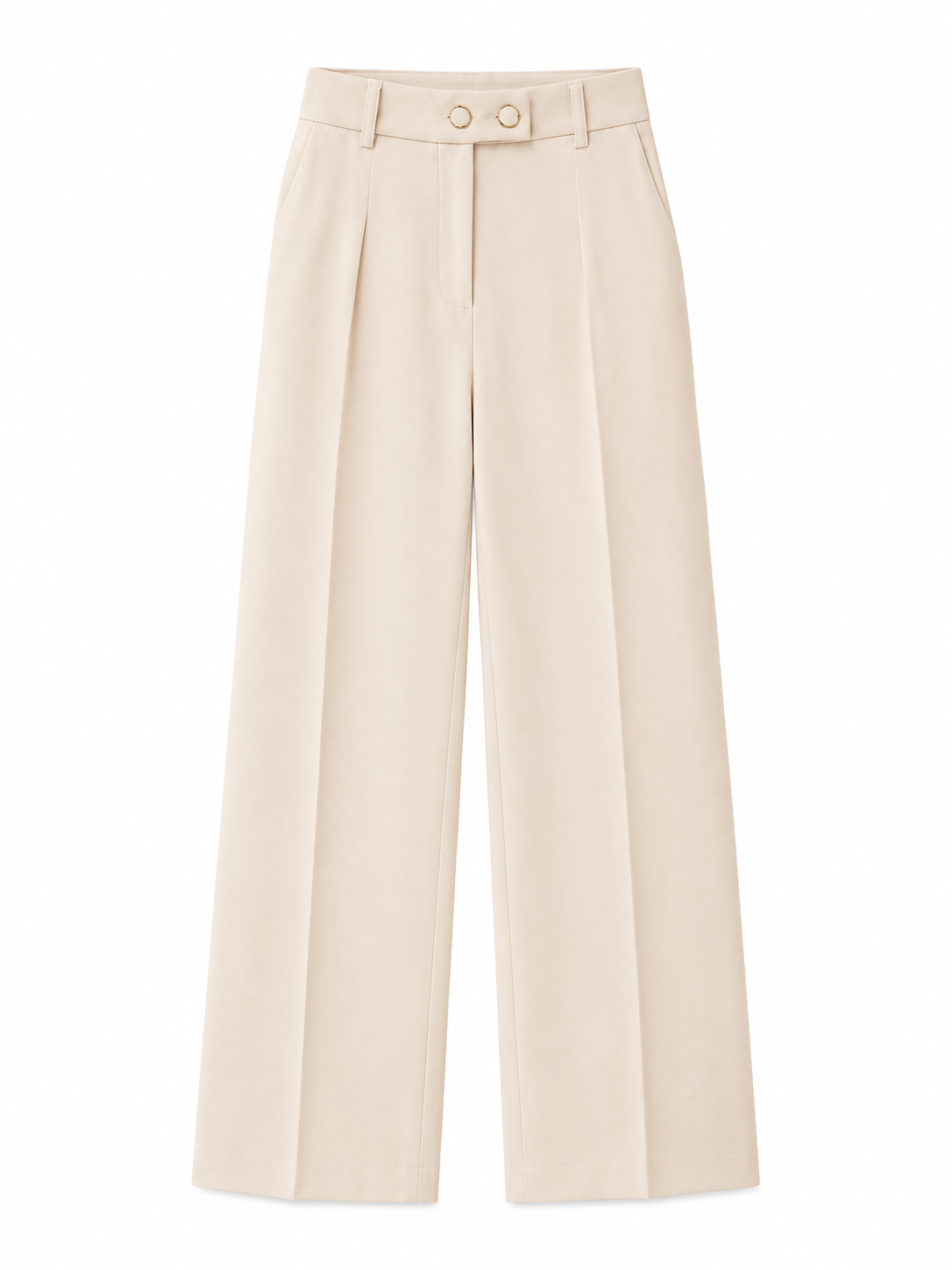 Cream double-button wide-leg pants