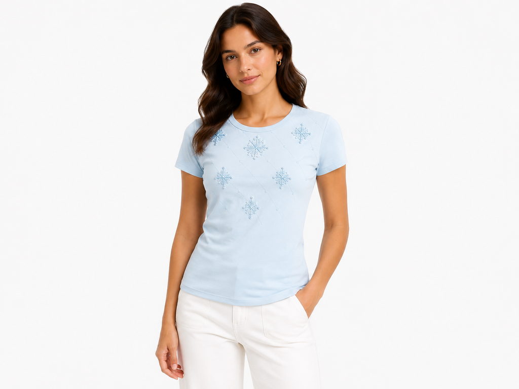 Girls light blue embroidered t-shirt