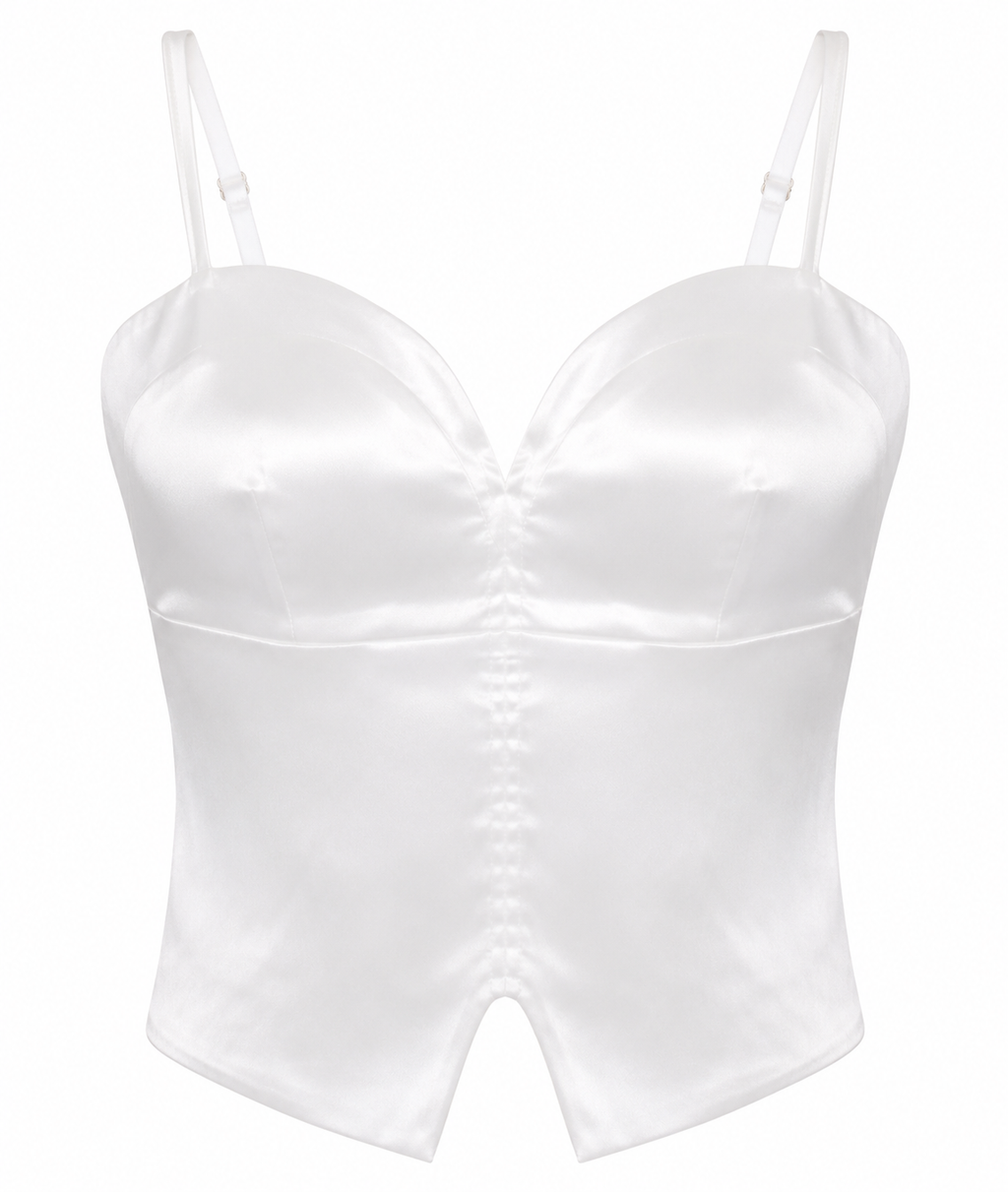 Ivory satin corset cami top