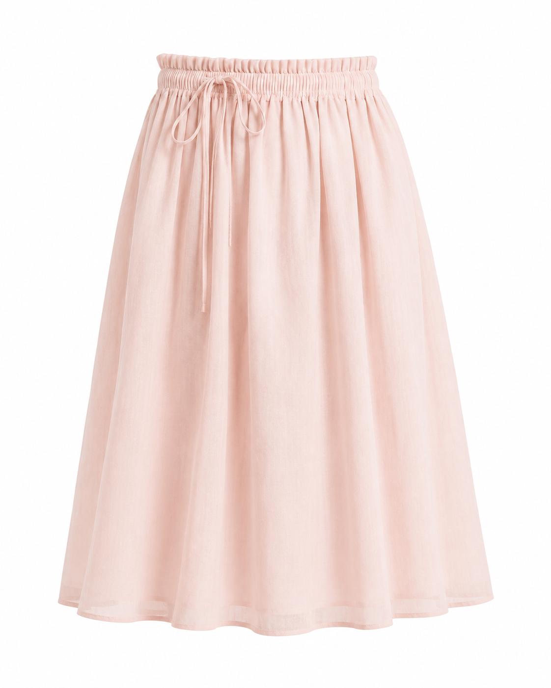 Blush pink drawstring midi skirt