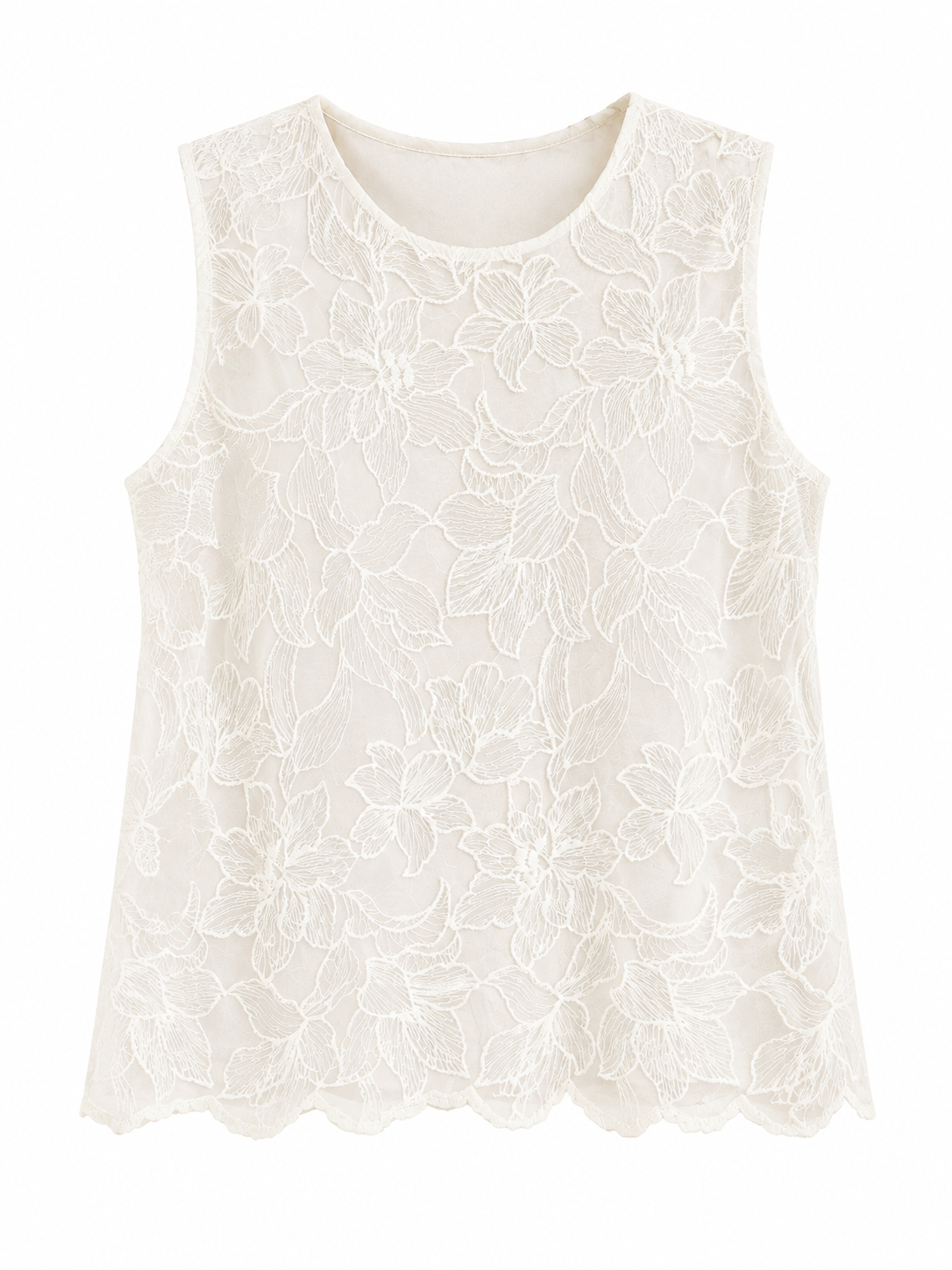 Ivory floral embroidered lace top