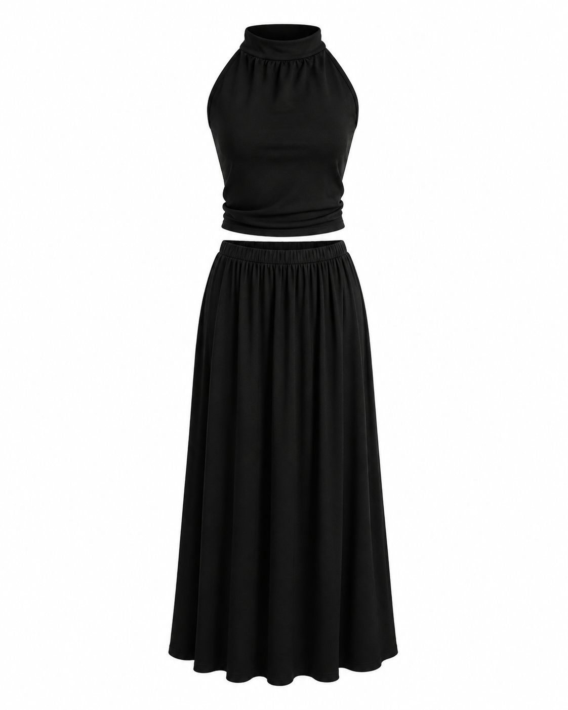 Black halter top& maxi skirt set