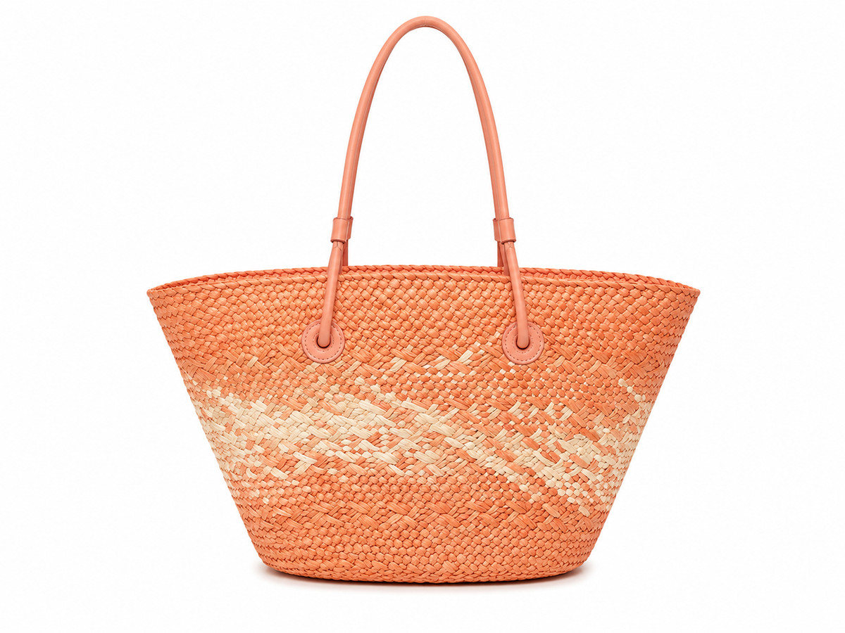 Coral coast woven tote bag