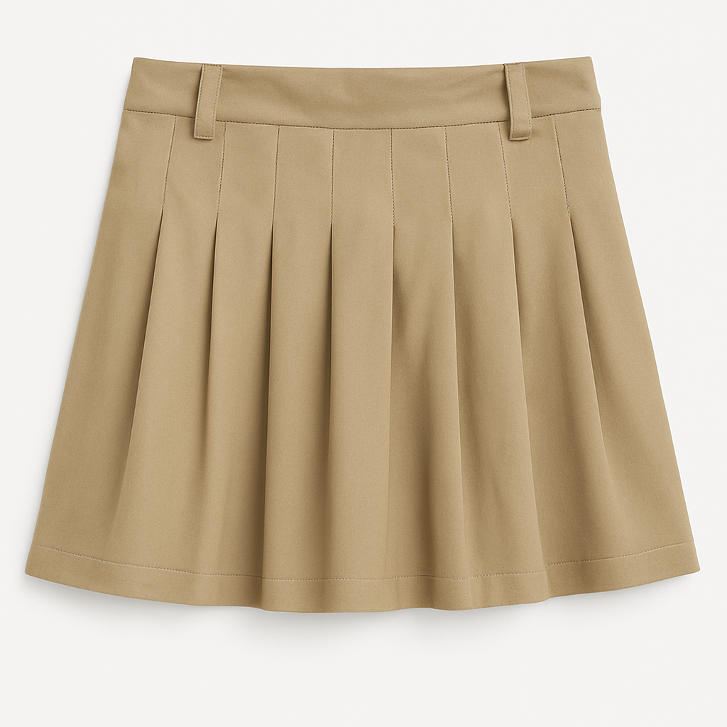 Pleated A-Line Skirt in Beige