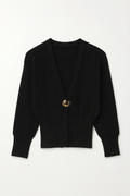 Black Knit Top with Gold Medallion Closure