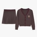 Preppy Brown Knit Set with Crest Detail