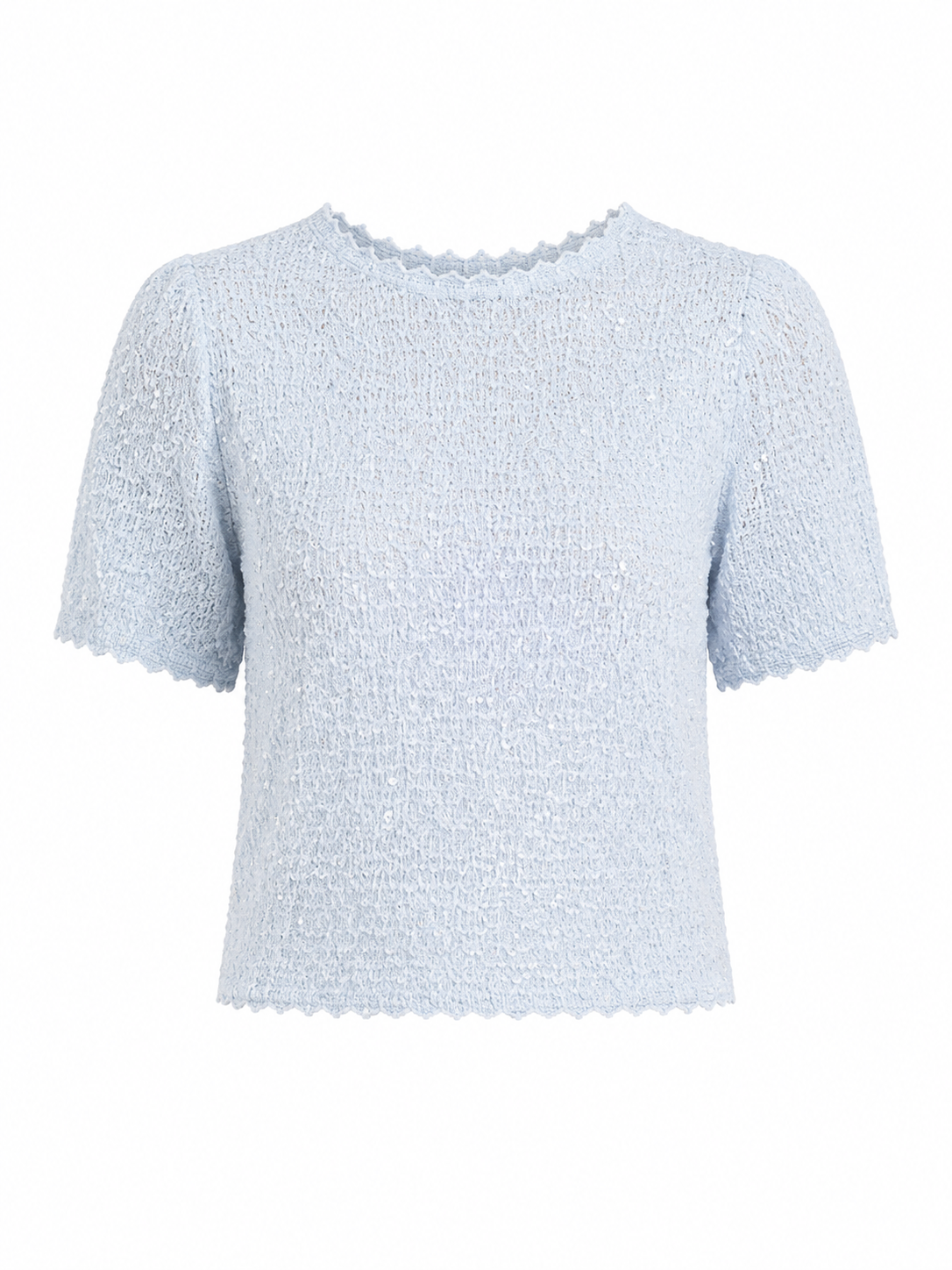 Ice blue shimmer knit top
