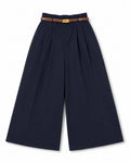 Navy Belted Wide-Leg Trousers
