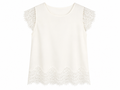 Ivory lace trim cap sleeve blouse