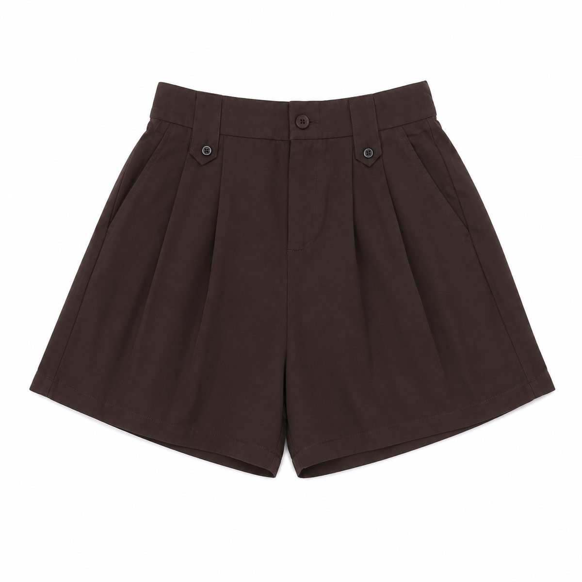 Espresso tailored pleated shorts
