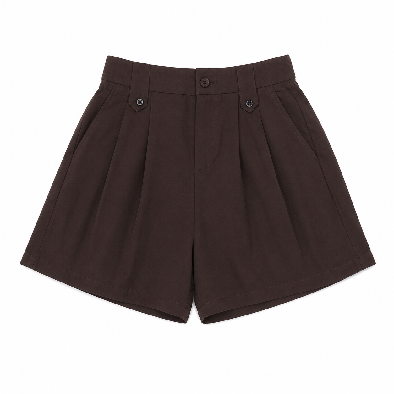 Espresso tailored pleated shorts