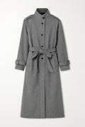 Long Gray Belted Wool Coat
