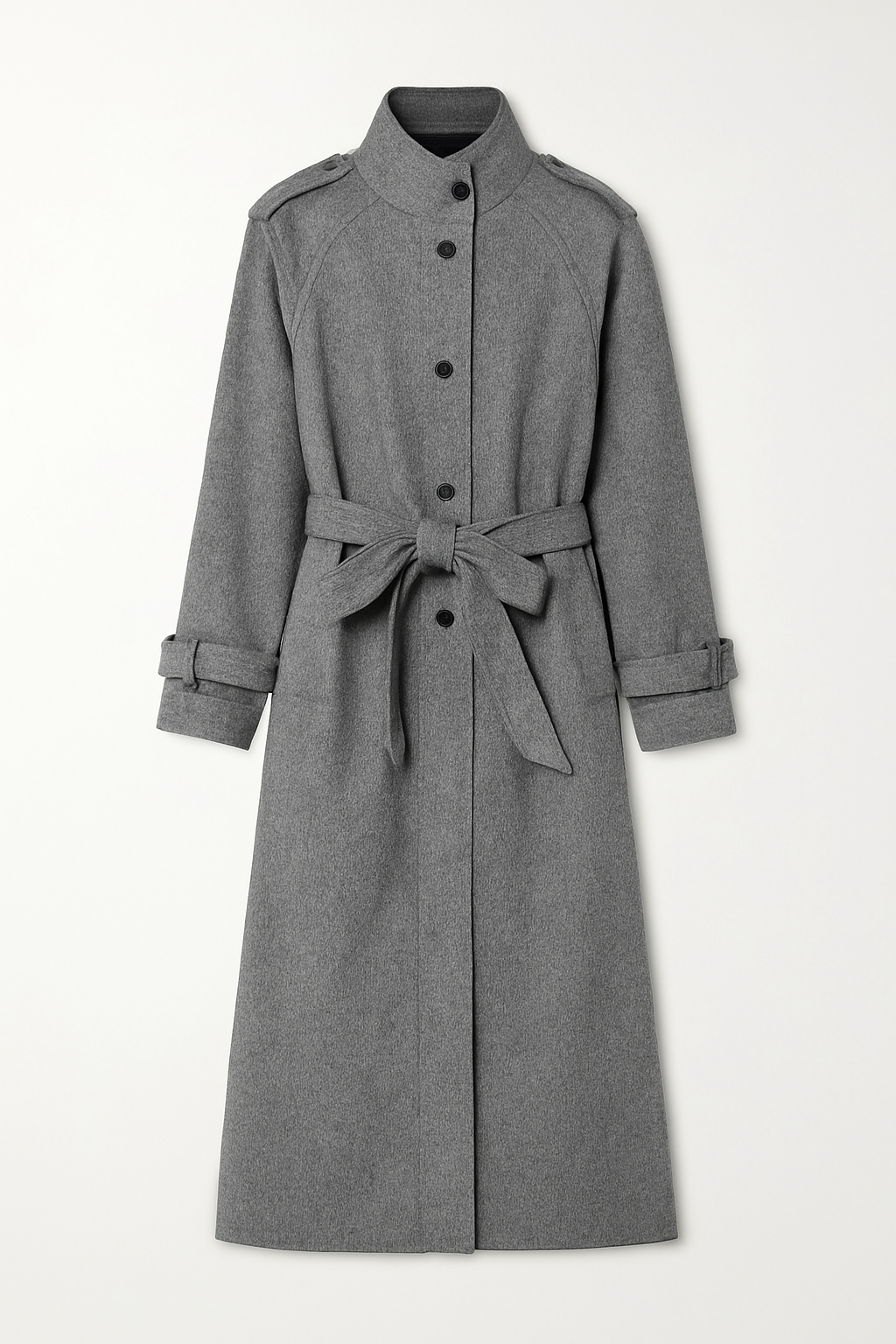 Long Gray Belted Wool Coat