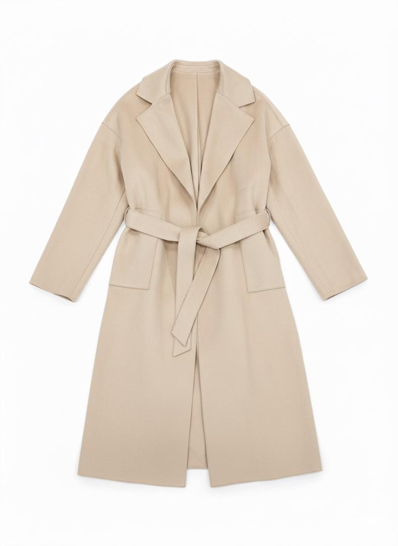 Classic Cream Belted Long Coat