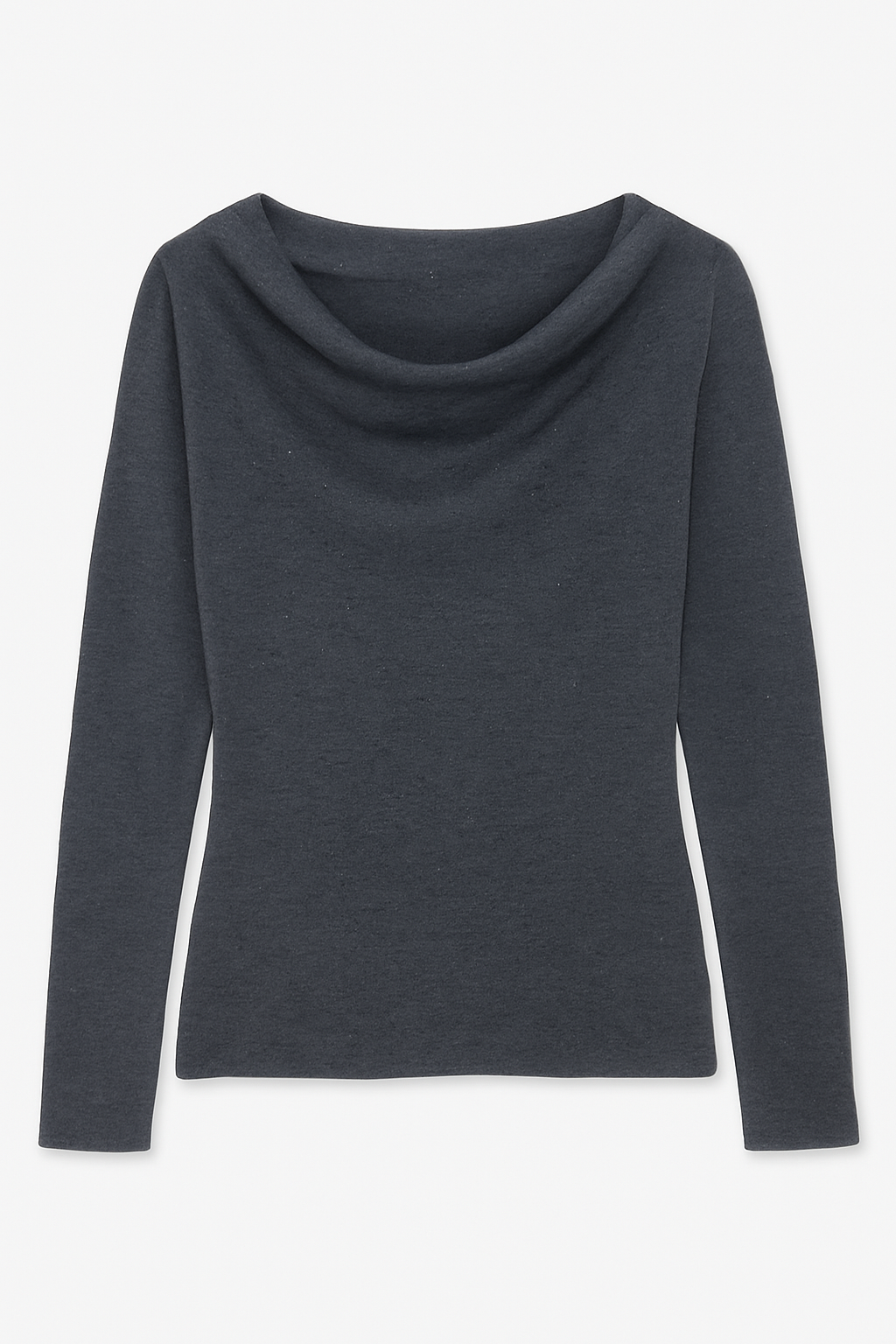 Charcoal Gray Top with Draped Neckline