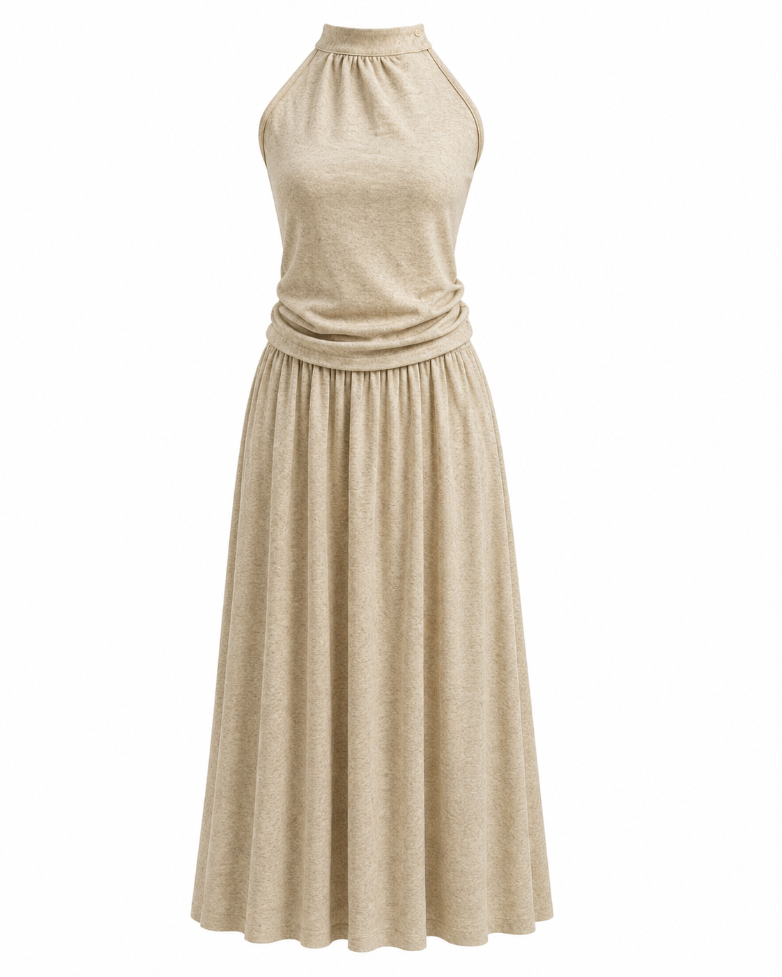 Beige halter top&maxi skirt set