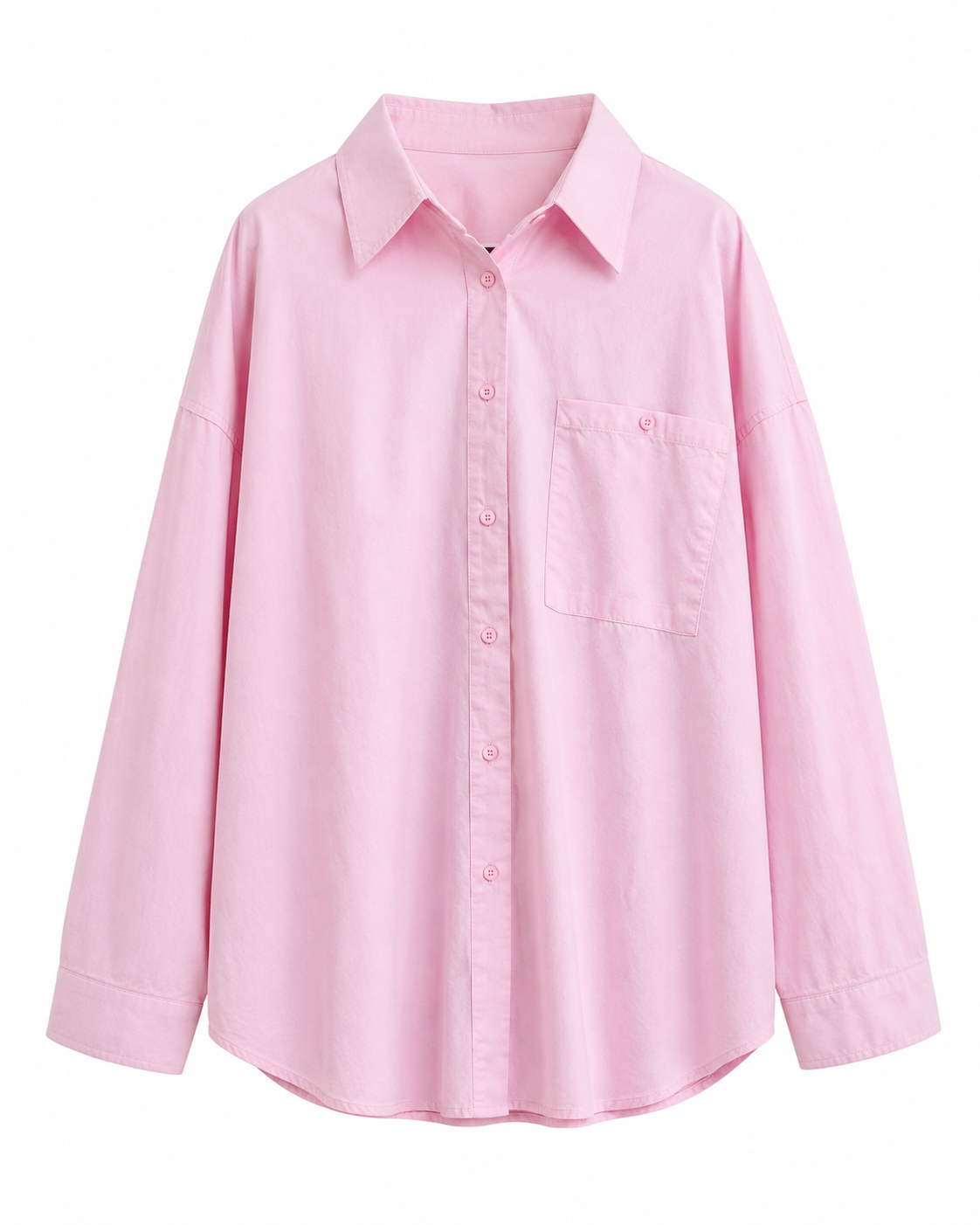 Soft pink oversized button-up shirt