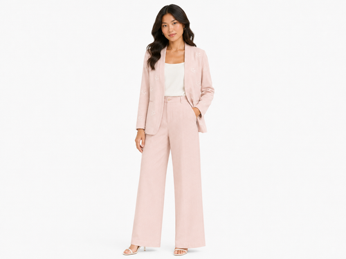 Blush embroidered tow-piece suit set