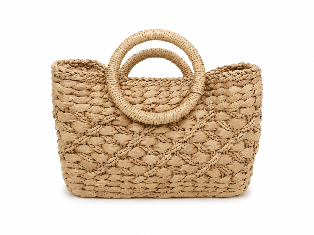 Natural woven mini tote bag