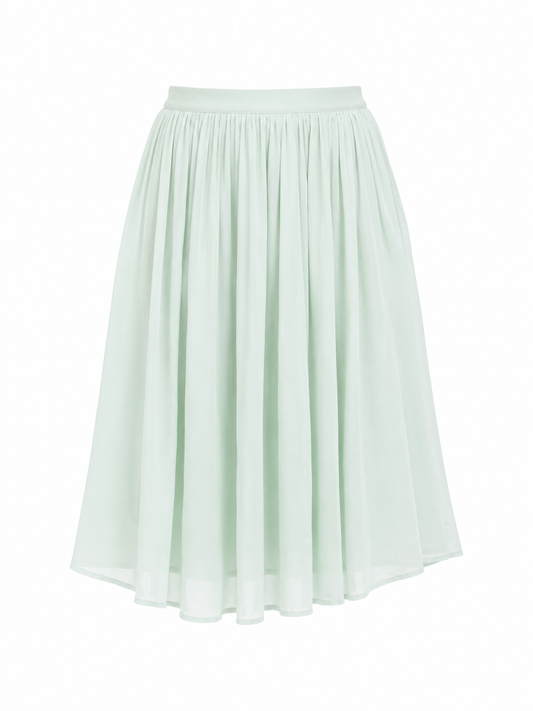 Women mint green gathered midi skirt