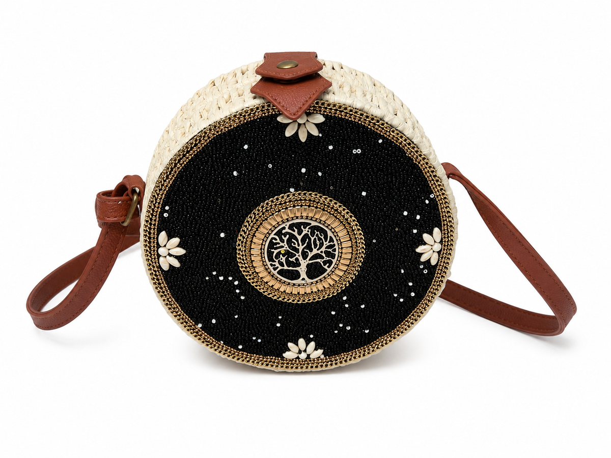 Boho tree of life woven bag
