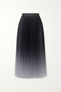 Black to Grey Ombré Pleated Midi Skirt