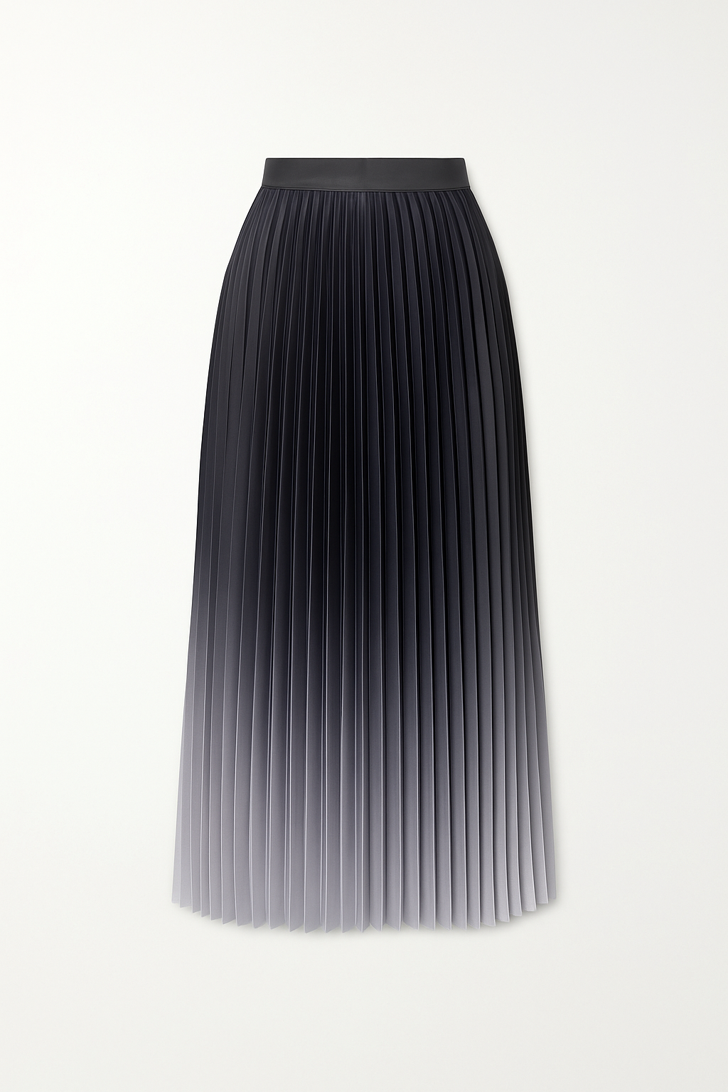 Black to Grey Ombré Pleated Midi Skirt