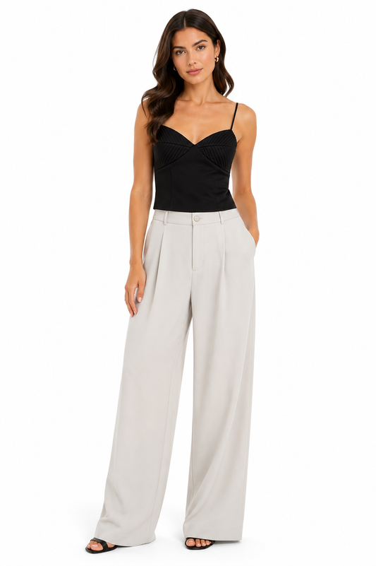 Blackpleated bust cami top
