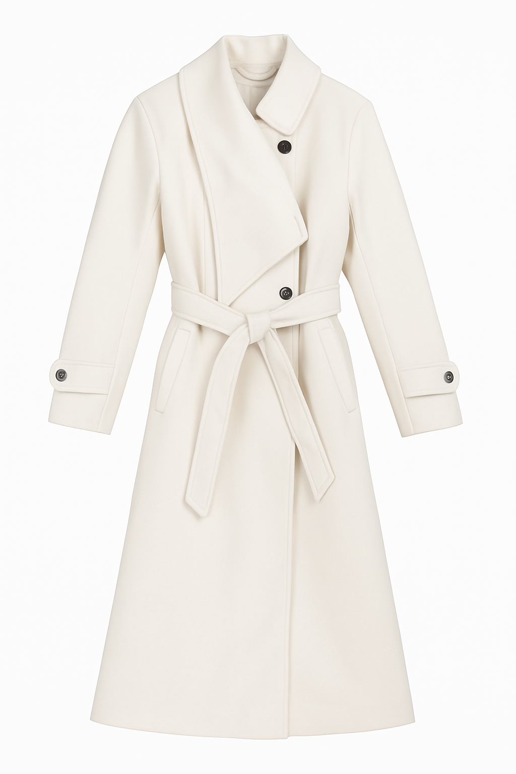 Ivory Belted Wrap Coat