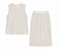 Champagne shimmer sleeveless top& midi skirt set