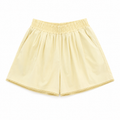 Pastel  yellow elastic waist lace trim shorts