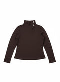Chic Buttoned High-Neck Fitted Top – brown