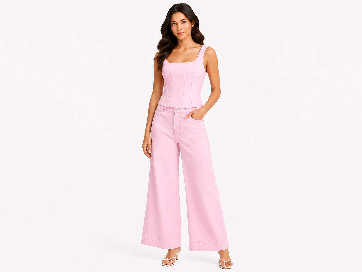 Women’s Pastel Pink Bow-Detail Sleeveless Top