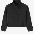 Black Wool Double-Breasted Short Jacket