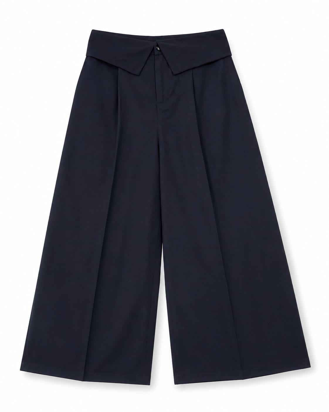 Navy high-waisted Wide-leg Tailored Trousers