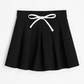 Pleated Mini Skirt with Ribbon Tie