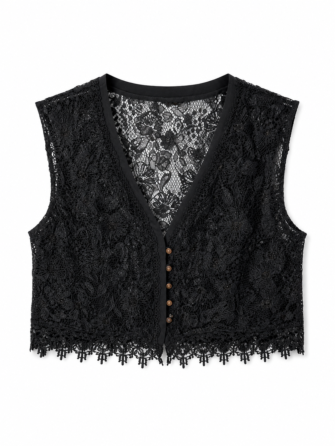Midnight lace button vest