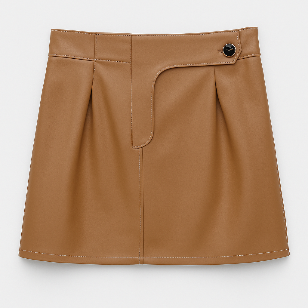 High-Waist Camel A-Line Skirt