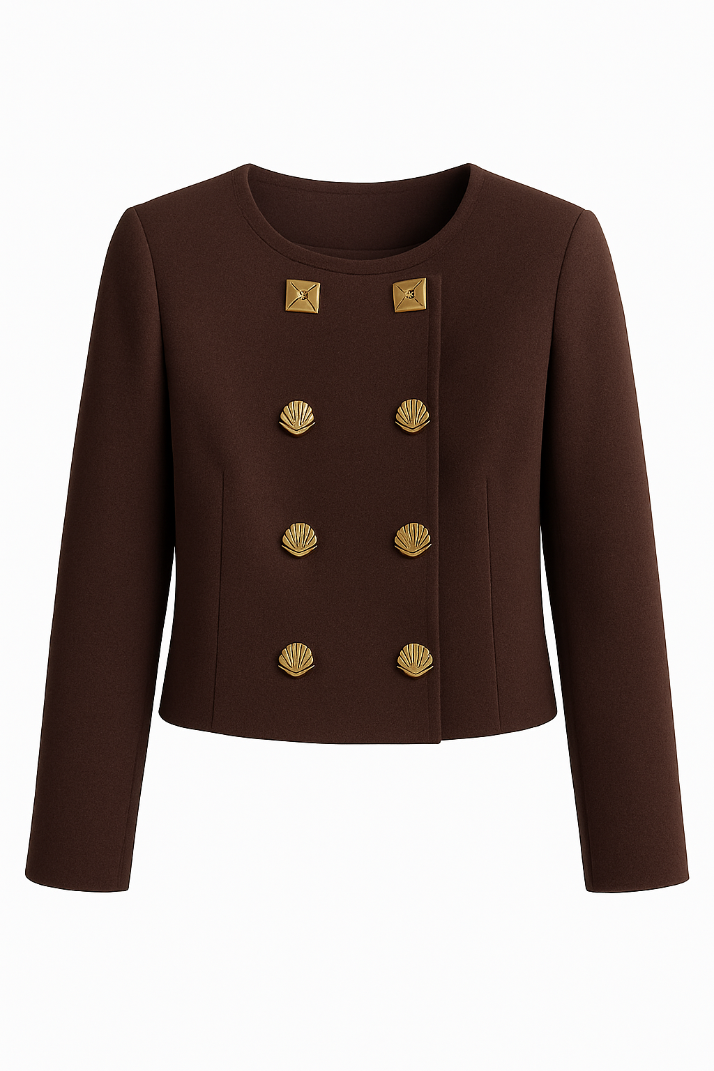 Structured Cropped Wool Jacket in Deep Brown