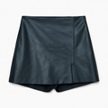 Navy Faux Leather Skort