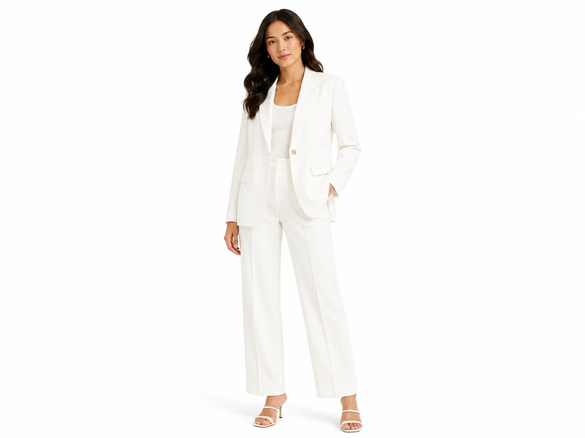 Elegant white tailored blazer & pants set