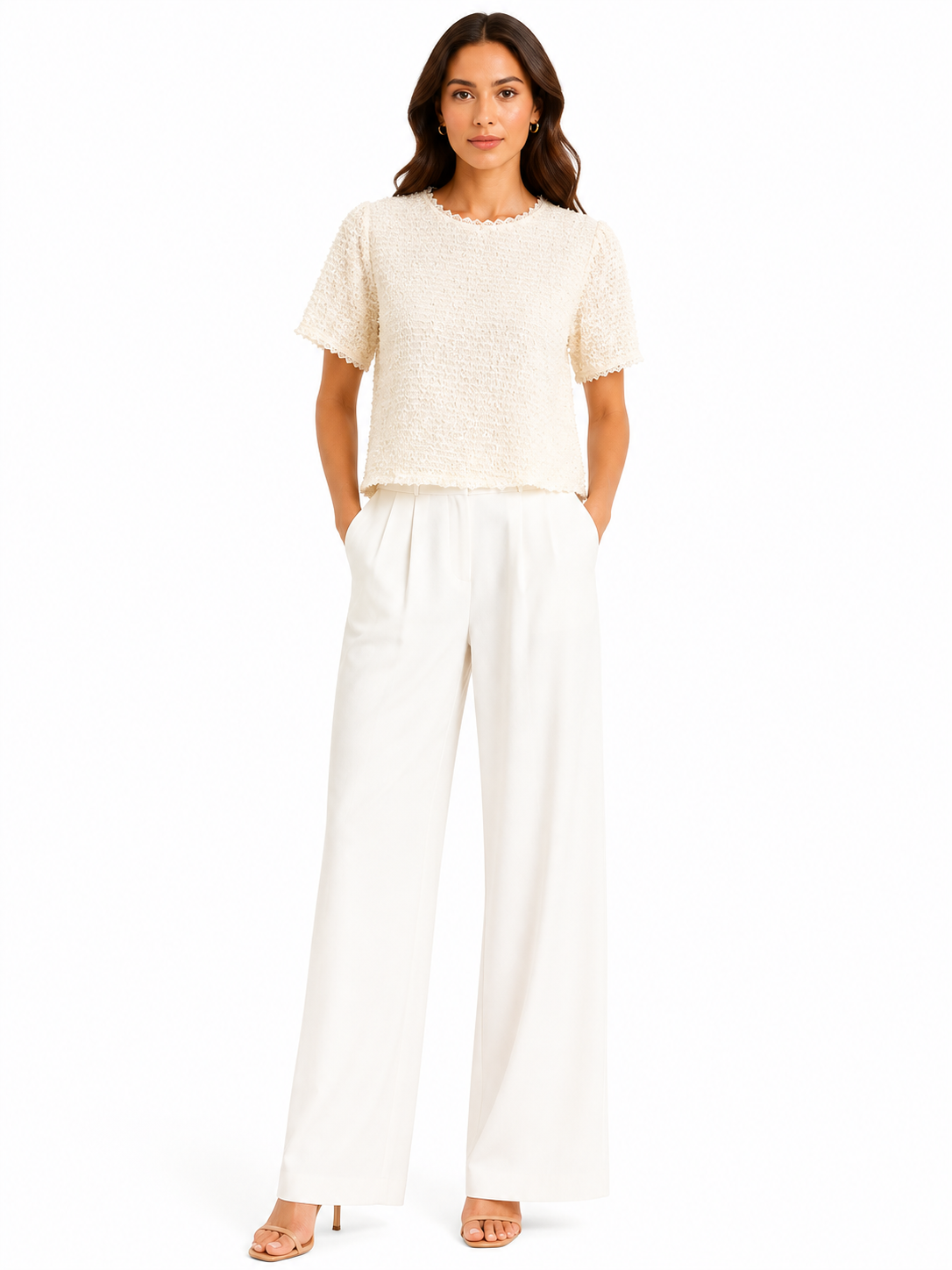 Ivory textured lace top