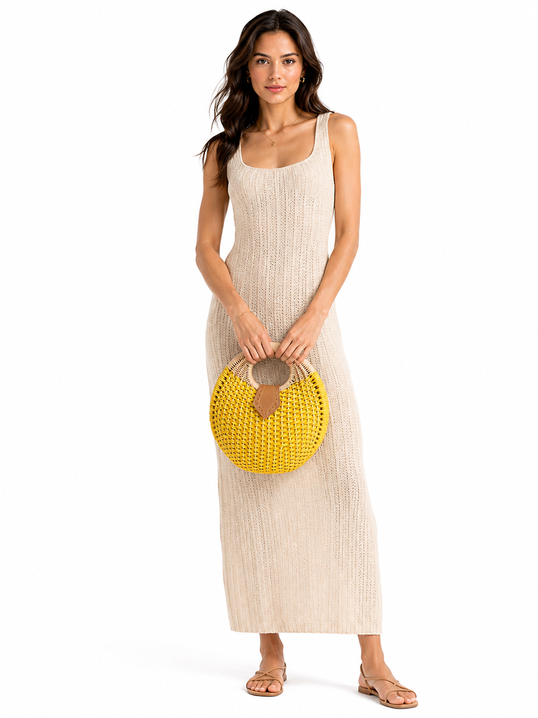 Sunshine woven round handbag