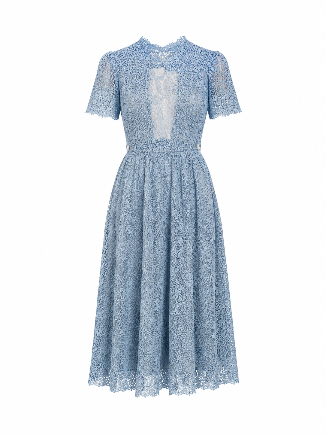 Women’s Light Blue Strapless Smocked Denim Midi Dress